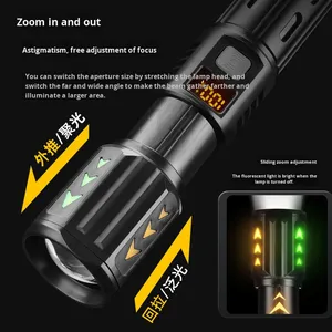 Đèn pin cầm tay nhựa di động, màn hình kỹ thuật số thông minh, đèn LED huỳnh quang trắng tùy chỉnh, độ sáng cao, tầm xa - Product Image 2