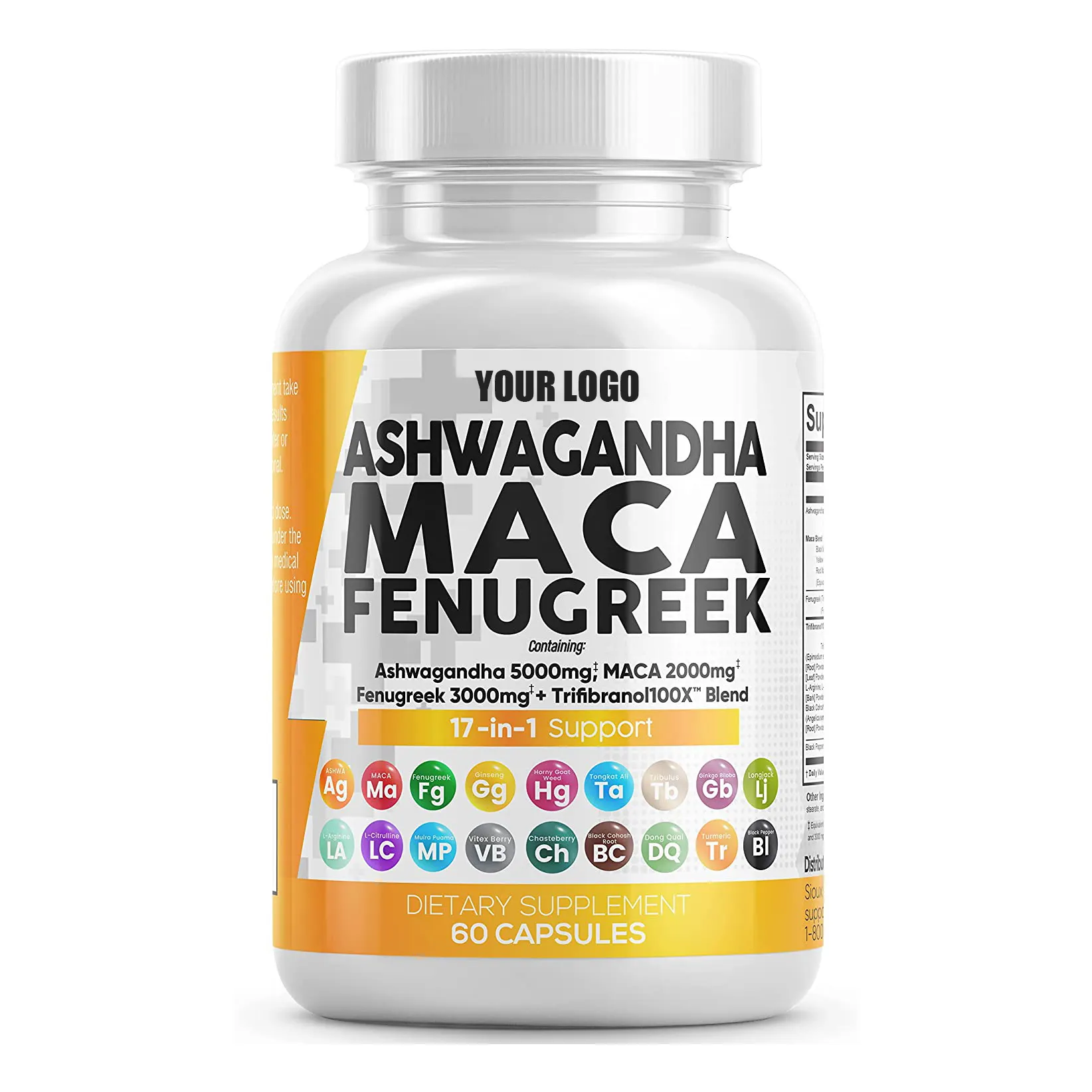 Ashwagandha Maca Wortel Fenegriek Tongkat Ali Ginseng Capsules Supplement Voor Stress Verlichting Stemming & Schildklier Gezondheid Voor Mannen Vrouwen