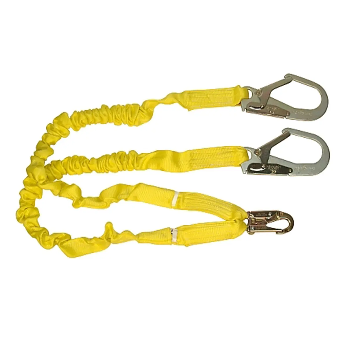 Customizable Stretch Fall Protection Lanyard Double Leg with Rebar Hooks for Shock Absorbing