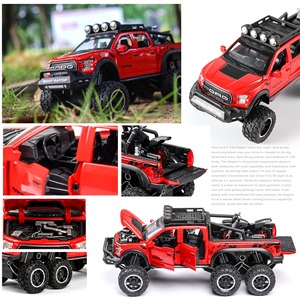 Yüksek kaliteli 1:24 Raptor F150 pres döküm Model araç ses ve ışık geri çekme Metal oyuncak araba çocuklar ve yetişkinler için - Product Image 3