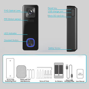 Alexa Sistema de seguridad al aire libre a prueba de agua Inalámbrico Visión nocturna Timbre Anillo Intercomunicador Video inteligente Timbre Cámara - Product Image 5