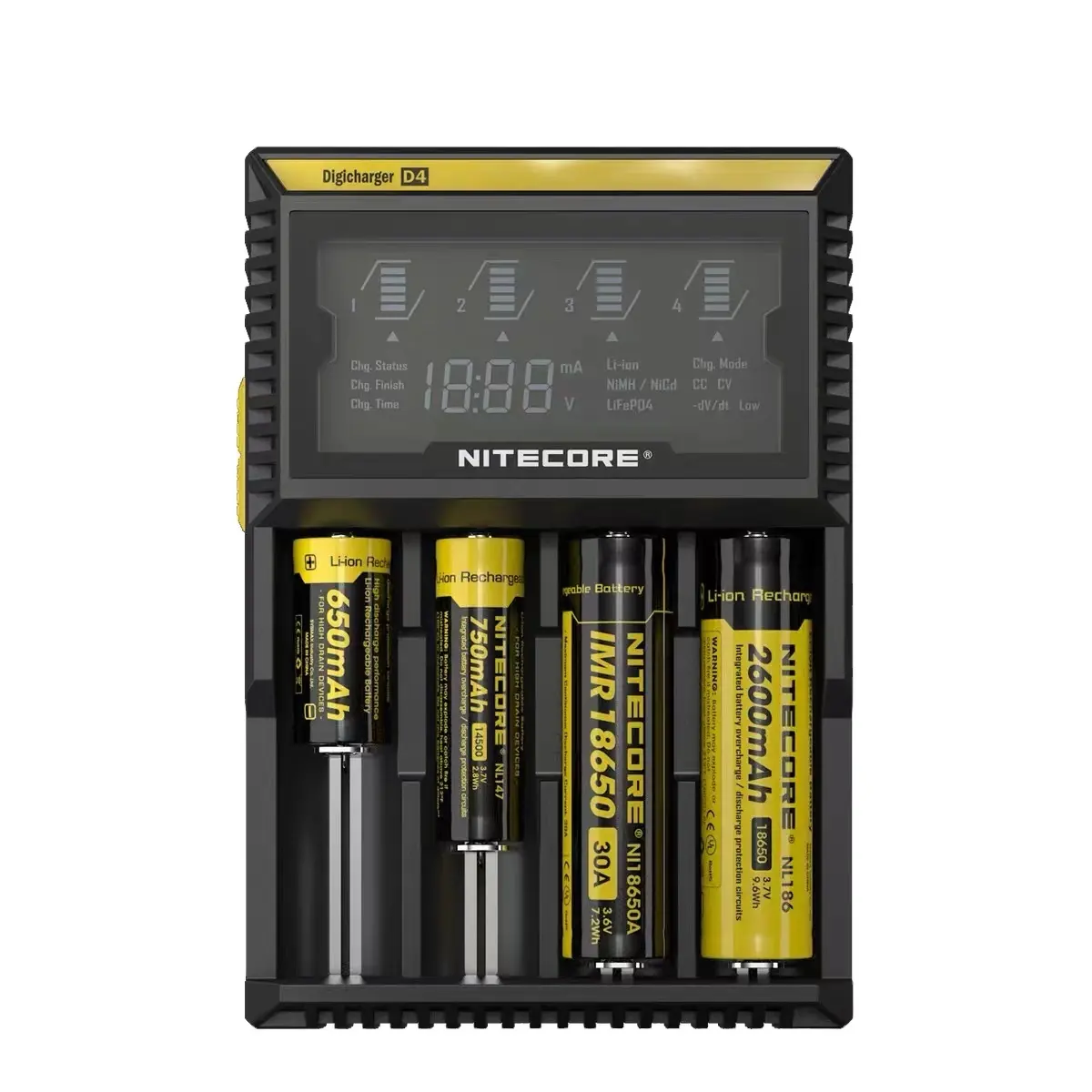D4 D2 18650 26650 se vendent bien nouveau chargeur de batterie au Lithium de type chargeur intelligent avec affichage