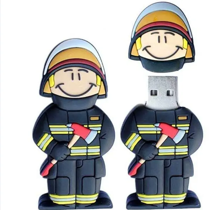 Storage Promotional Giveaway Gift Novelty Style Firemen Design Custom Made 3D 2D Vivid Custom Characters Welcome USB Flash Drive