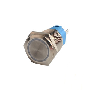 Impermeabile 16mm a testa piatta pulsante a LED interruttore in metallo 3V 12V 24V 220V Max. 250V con luce - Product Image 2
