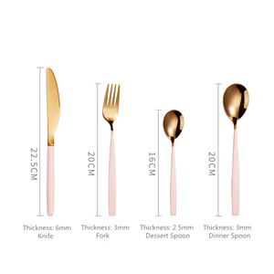 廉价散装结婚餐具定制新款镜面镀金粉色牛排叉刀套装餐具 - Product Image 4