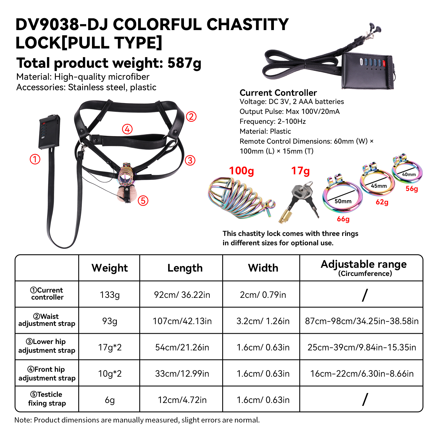 DV9038-DJ+Cerradura de color+Descarga eléctrica-negro