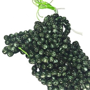 טבעי Seraphinite AA צורה עגולה חרוזים חלק חן מחרוזות