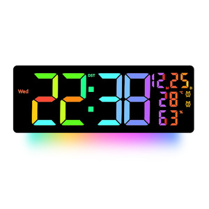 RGB Farbwechsel LED Digitaler Wecker mit Temperatur Luft feuchtigkeit Fernbedienung Timer Wanduhren für Hotel - Product Image 1