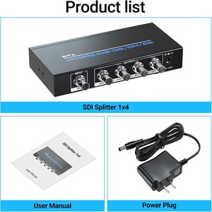 SD-<strong>SDI</strong> HD-<strong>SDI</strong> 3G-<strong>SDI</strong> <strong>Splitter</strong> 1x4 BNC <strong>1</strong> <strong>Input</strong> and <strong>2</strong> <strong>Outputs</strong> for Monitor Camera DVR VCR CCTV Video Encoder Broadcast