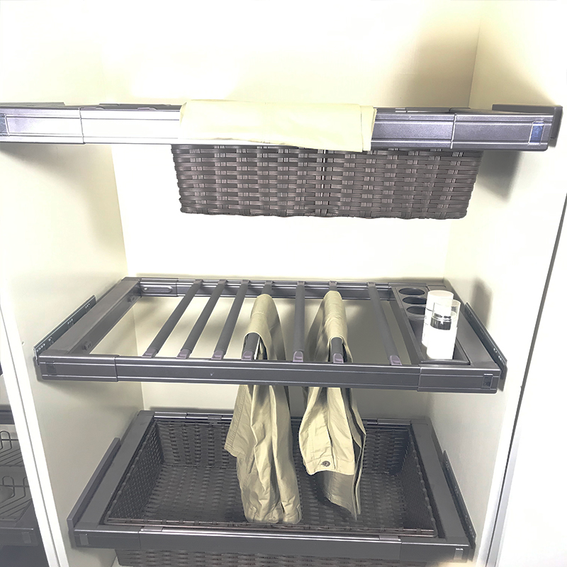 Wardrobe latest style rattan basket for clothes storage with soft closing