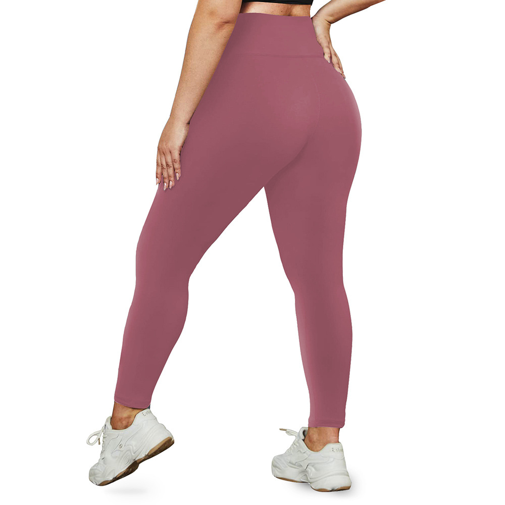 Raspberry red Nine-Point Length Plus-Size Yoga P