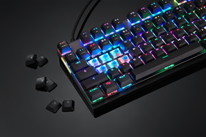 Teclado pequeño personalizado de fábrica, 87 teclas, Rosa, con cable, mecánico, RGB, translúcido, idioma ruso, para videojuegos - Product Image 5