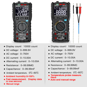 MESTEK DM100C 10000 sayımlar dijital multimetre sıcaklık multimetreler test cihazı AC/DC gerilim ampermetre akım Ohm oto Multimetro - Product Image 6