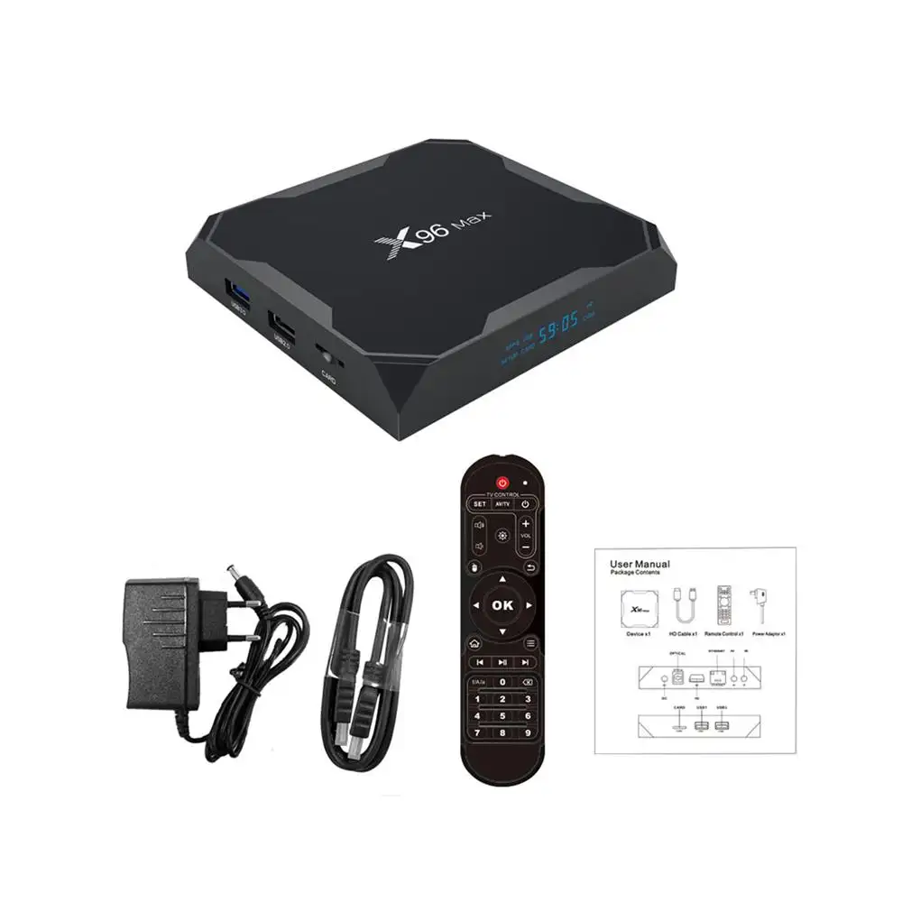 OTT TV BOX ANDROID 9.0 Amlogic S905X3 Quad Core Receiver X96 Max + BT4.1 4 GB/32 GB Set top Box