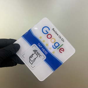 Acrilico quadrato NFC Google recensioni piastre con codice QR variabile RFID interfaccia di comunicazione ISO modello numero
