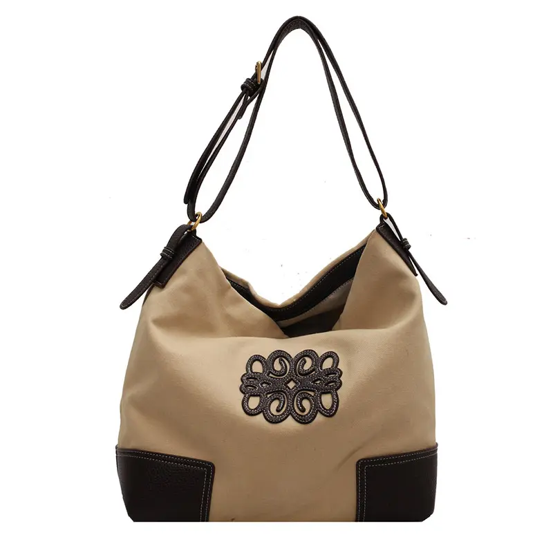 Custom Large Canvas Tote Bag Cross Body Cotton Bag Women Messenger canvas bag with zipper