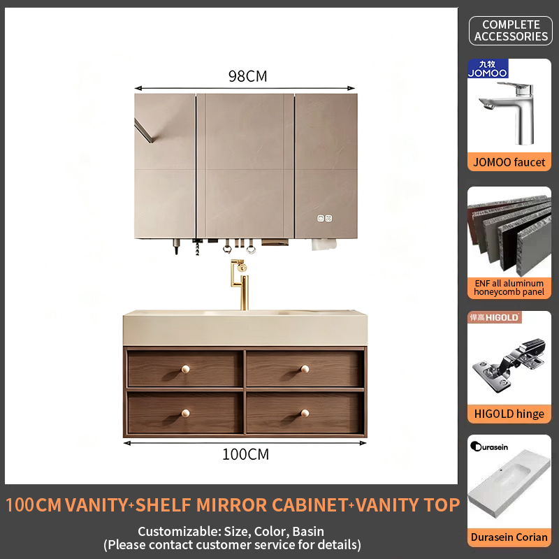 100Domestic Integrated Single Sink + Smart Storage MirrorCabinet