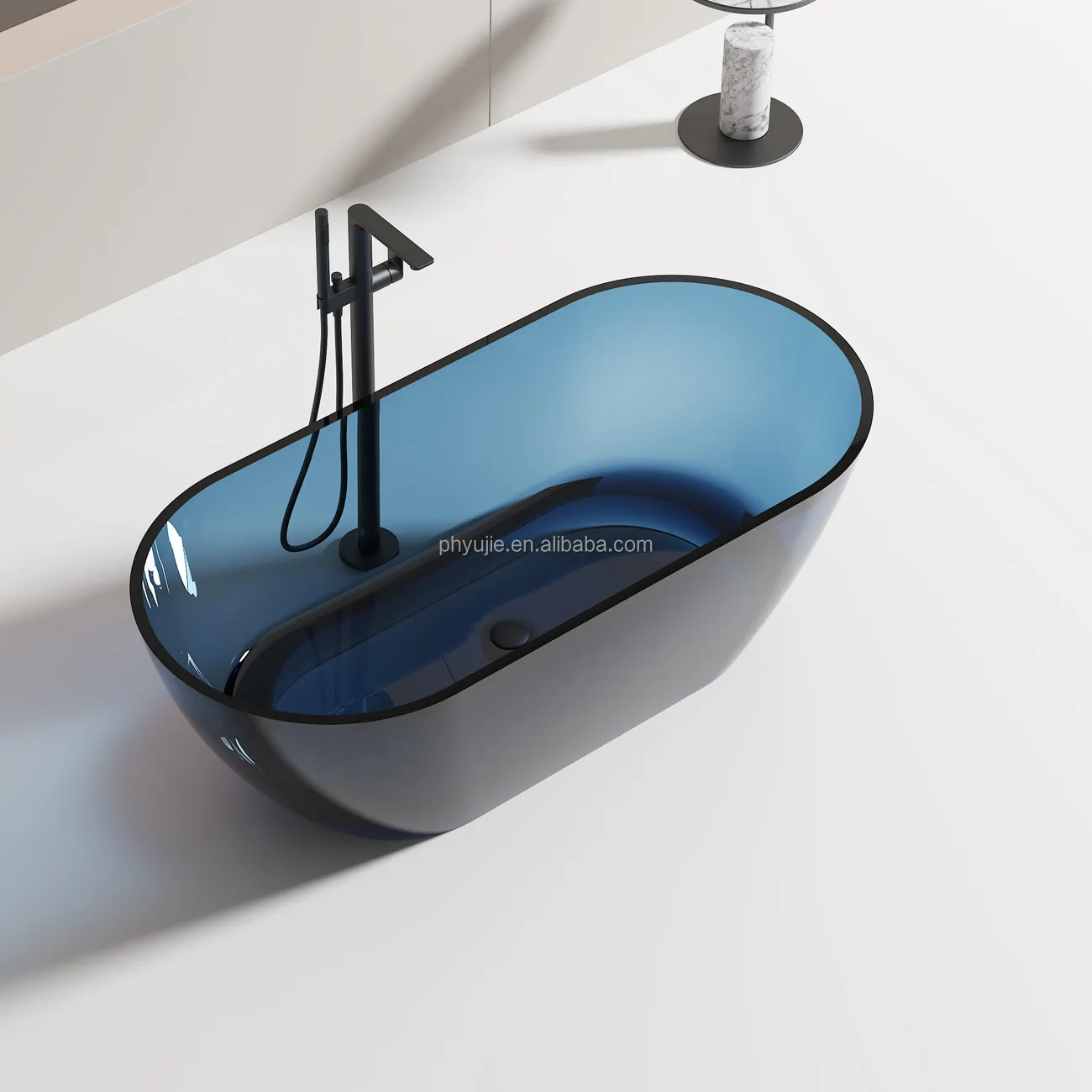 스톤 수지 새로운 디자인 다채로운 투명 크리스탈 수지 독립형 욕조 담그기 욕조 호텔 클래식 욕조