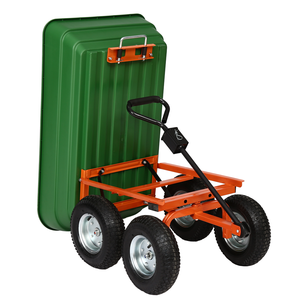 Jindeshun CT2145 Hand Push Poly Farm Garden Tool Cart <strong>Wagon</strong> Trucks With Four Heavy Load Wheel