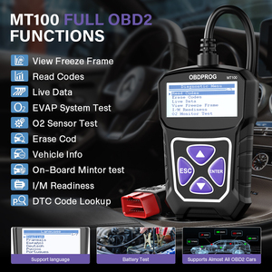 OBDPROG MT100 OBD2 Escáner automático profesional EOBD Analizador de motor Lector de código multilingüe Garantía de 1 año Herramientas de diagnóstico - Product Image 2