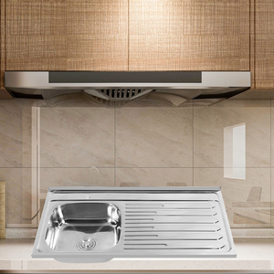 304 çelik tek kase sağ tahliye borusu mutfak lavabo seti yıkama pişirme için çok işlevli paslanmaz çelik mutfak lavabo - Product Image 5