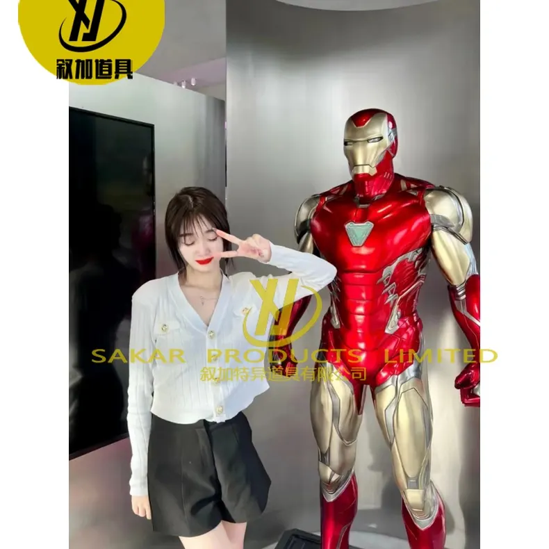 Personalizada superhéroe de fibra de vidrio Iron Man escultura Marvel personaje resina Iron Man estatua para la venta