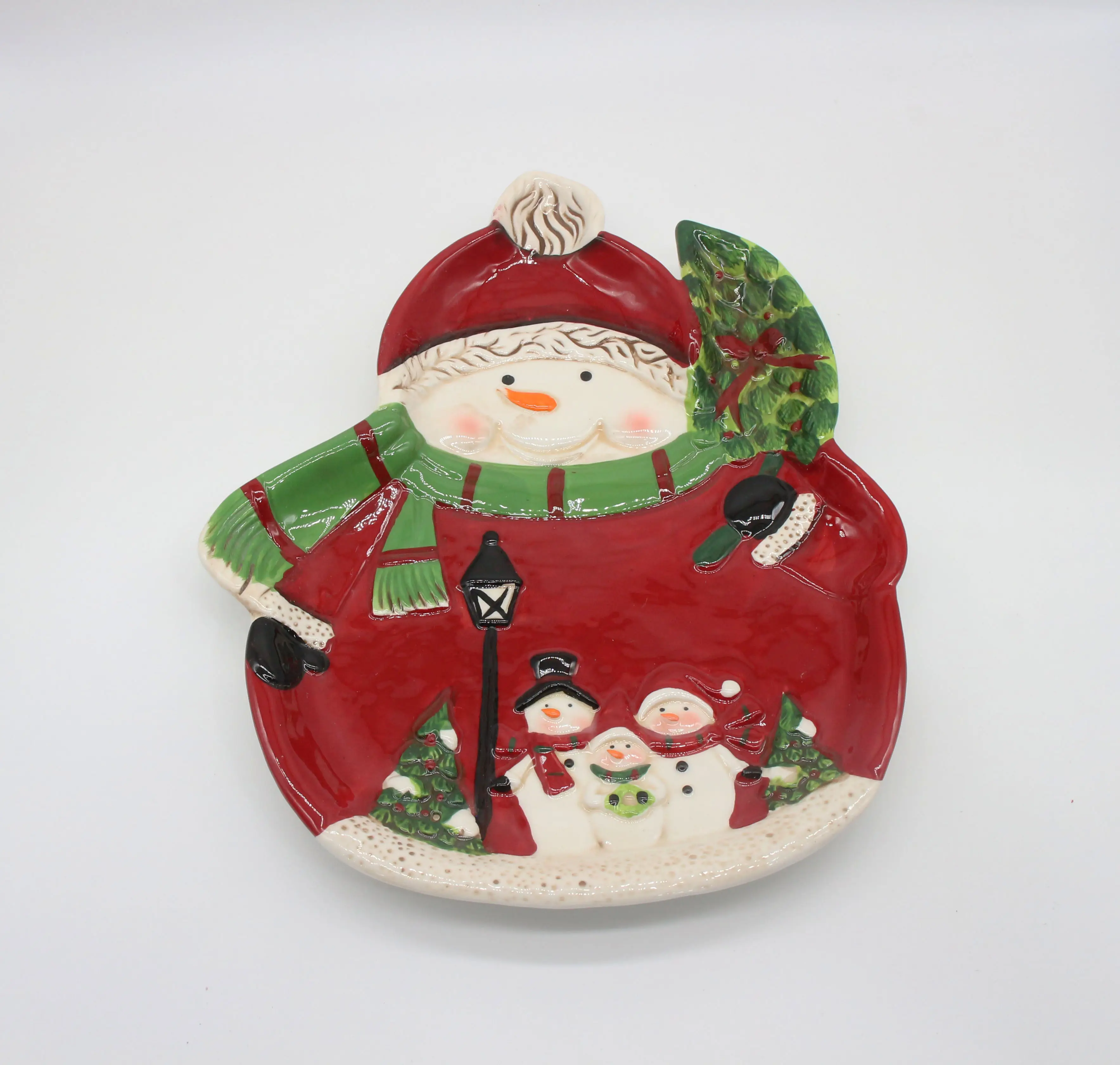 Bonhomme de neige de Noël peint à la main avec puce d'arbre de Noël et plaque d'immersion, cadeau de dolomite et artisanat