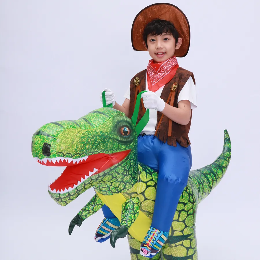 파티 드레싱 녹색 공룡 의상 의상에 타고 어린이를위한 도매 풍선 의상