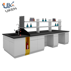 Table de travail de laboratoire commercial en métal et acier moderne et banc d'îlot avec armoires pour écoles hôpitaux laboratoires - Product Image 3