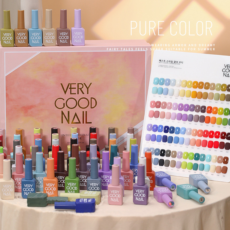 Vernis à ongles, 60 couleurs, plaque de couleur avec apprêt et finition