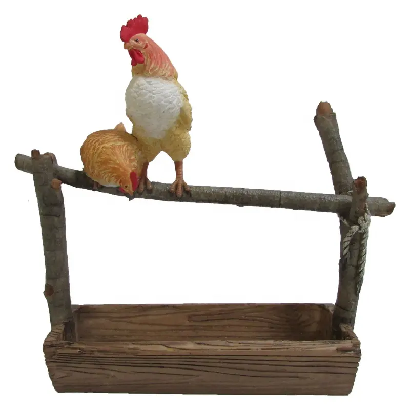 Z11944A-estatuilla de animales para decoración de jardín y escritorio, con ranura para pollo de resina