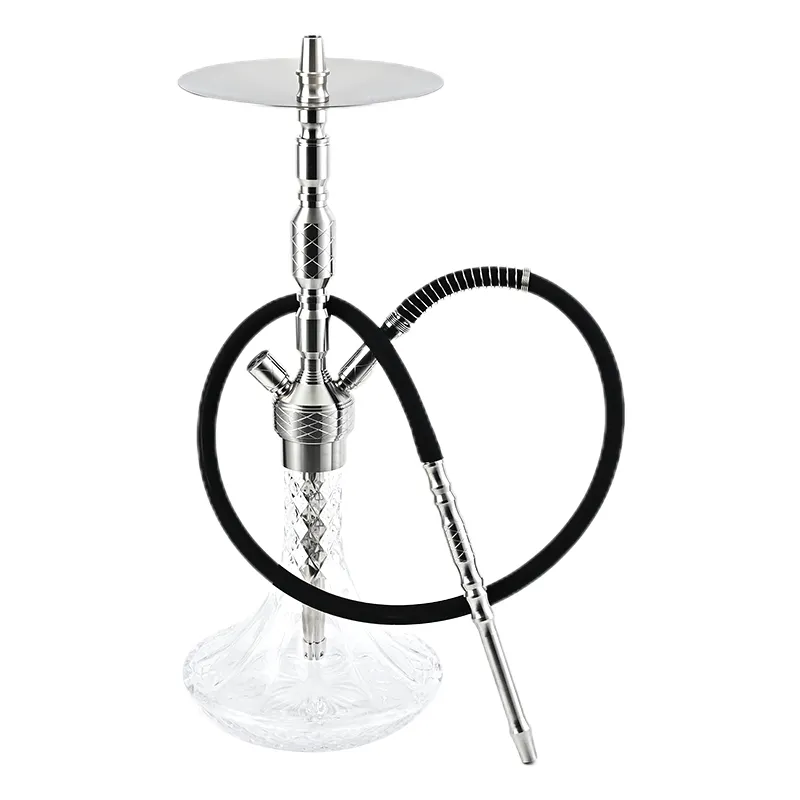 Fabrik Direkt verkauf Grau Metall Textur Griff Glasflasche Shisha Rohr Shisha Shisha Set