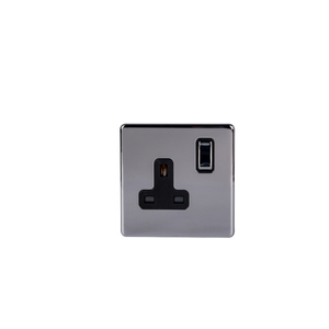 Abuk Uk Standard 1 Gang2 Wayステンレス鋼光沢パネル電気<span class=keywords><strong>13</strong></span>アンペア電源シングルウォールソケットおよびスイッチ制御ライト - Product Image 1