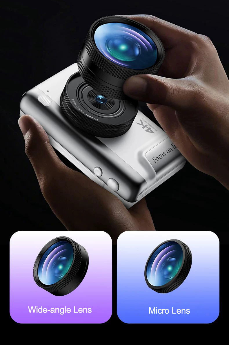 Blanc avec objectif grand angle et objectif macro