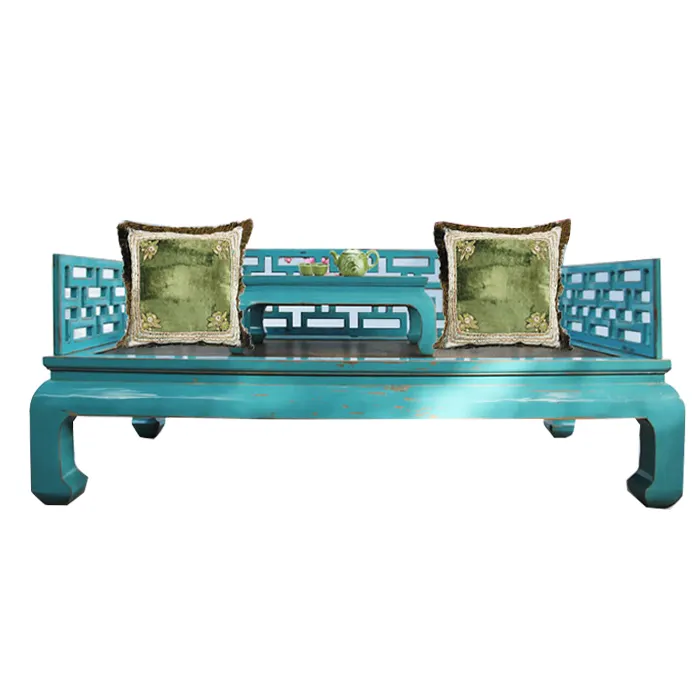 Muebles clásicos para el hogar, silla de Banco larga de estilo chino, reproducción antigua, sofá de cama de madera maciza pintada