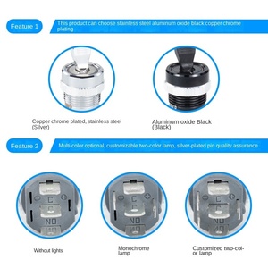 İki/üç pozisyon 16mm Metal düğme geçiş anahtarı kilitleme kilitleme ile gösterge ışığı Rocker seçici gümüş/siyah vücut - Product Image 4