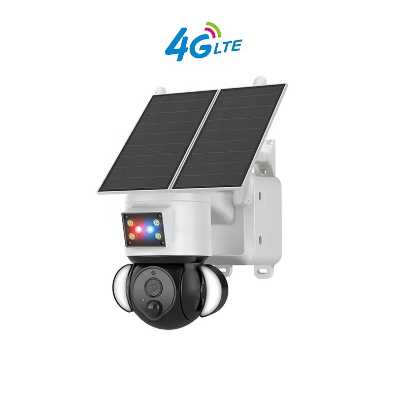 4G SIM Card Camera 2K QHD Auto Tracking 20Watt Solar Panel Battery Operated PTZ Camera Live Video Construction Security Camera
