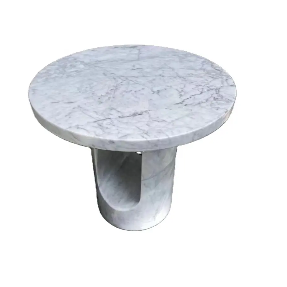 Yeni varış zarif carrara beyaz mermer sehpa benzersiz tasarım high end dekorasyon masa oturma odası mermer yan masa