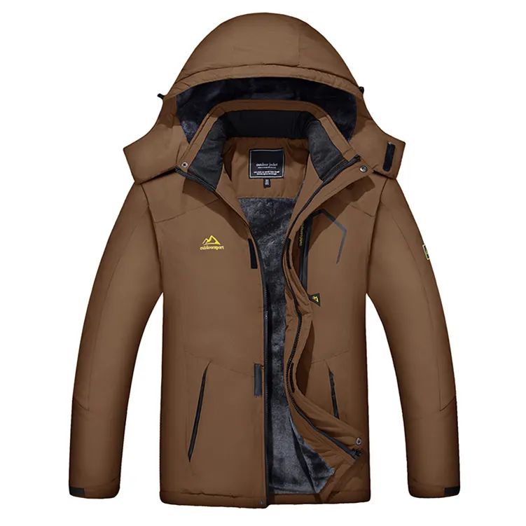 OEM kış ceket erkek kapüşonlu ceket termal su dayanıklı Faux kürk çıkarılabilir uzun kollu su geçirmez ceketler