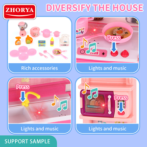 Zhorya面白い料理ゲームピンクの音楽ライト機能ふり遊びおもちゃキッチンセット女の子用 - Product Image 3