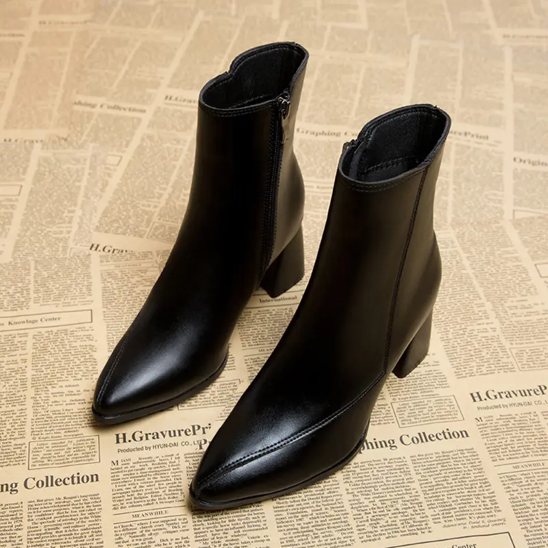New Fashion British Style Niche Skinny Small Pointy Ankle Boots Women's Fashion Shoes Boots