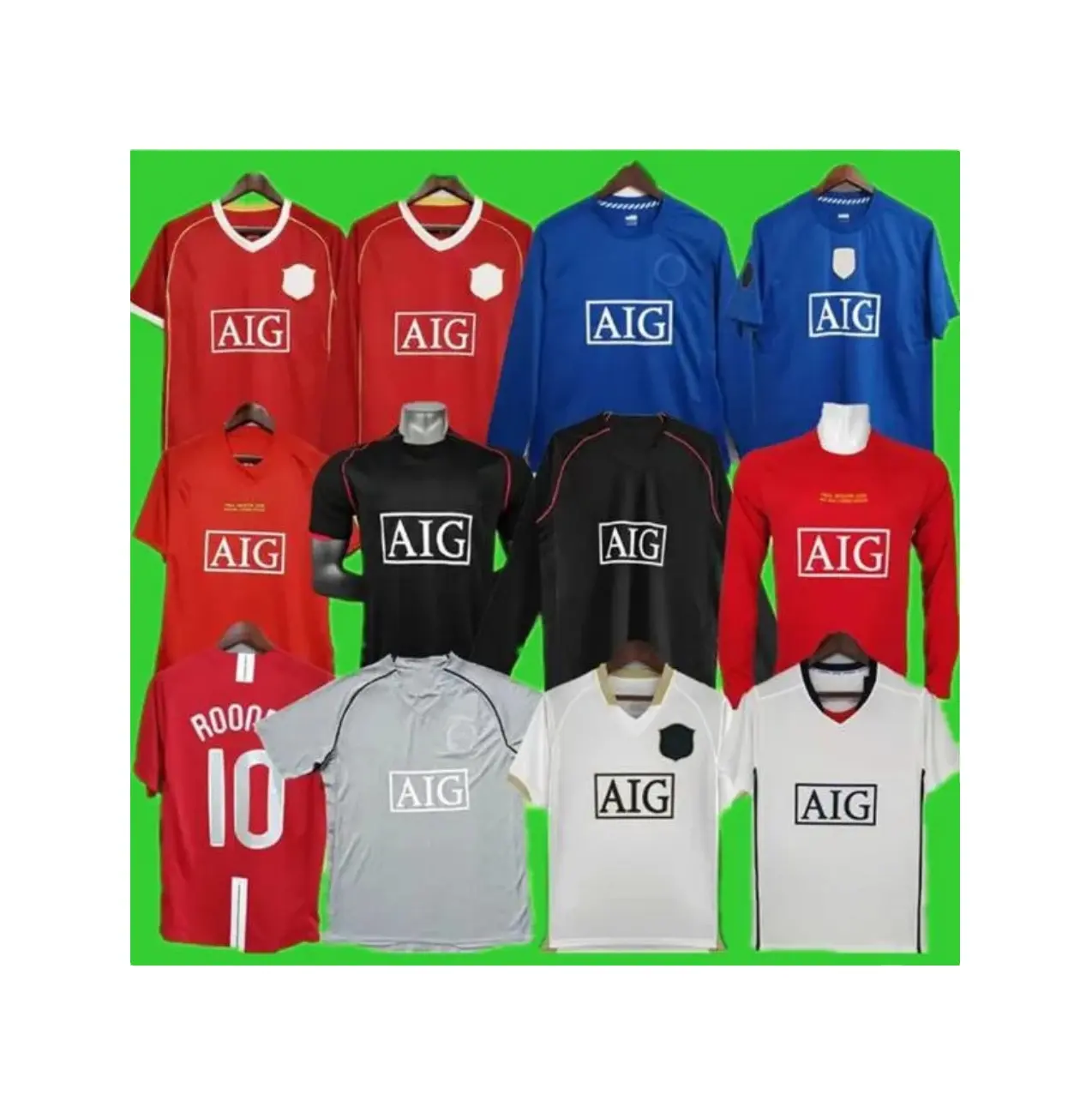 แมนเชสเตอร์โรนัลโด้Retroเสื้อฟุตบอลuNiTeDคลาสสิกวินเทจUTD 06 07 08 ROONEYเสื้อฟุตบอลGIGGS maillot deเท้า