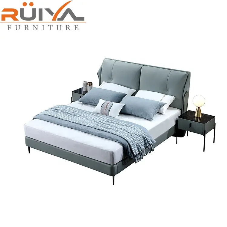 Letto morbido king size in ecopelle stile moderno di lusso bellissimo letto king size con testiera