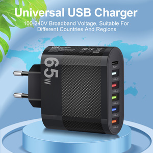 65w çok 6 girişli şarj cihazı 5USB + tip-c cep telefonu şarj ab İngiltere abd tak Apple iphone 15 için çok arayüzü seyahat adaptörü Samsung - Product Image 3
