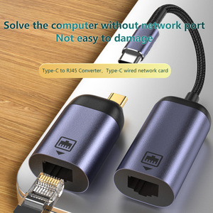 Type-C到RJ45转换器usb-c公到局域网母插头适配器，用于笔记本电脑USB到网卡无驱动器网络 - Product Image 2
