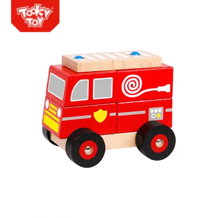 Детская деревянная модель Маленькая Игрушечная машина пожарная машина