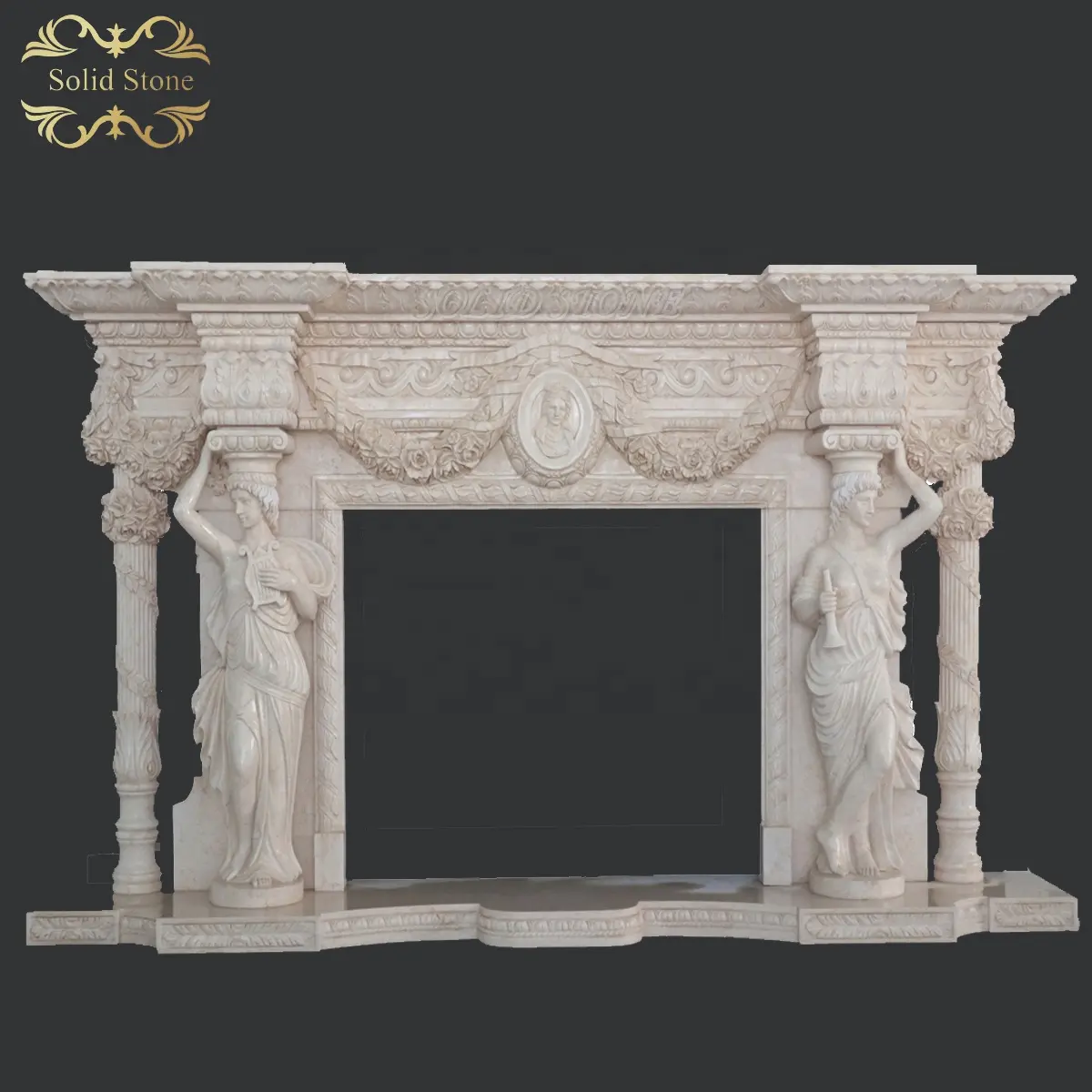 Estatua de mármol tallada a mano para decoración del hogar, mantel de piedra beige, lujoso