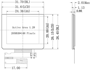Original JDI 1.28 inch 205*148 Transflective TFT <strong>LCD</strong> Module for Outdoor Smart Watch Sunlight Readable <strong>LCD</strong> <strong>Display</strong> Screen 24Pin - Product Image 4