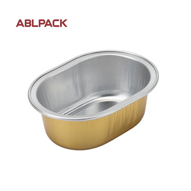 ABLPACK 식품 포장 용기 매끄러운 벽 알루미늄 호일 베이킹 트레이 직사각형 모양 테이크 아웃 호일 용기