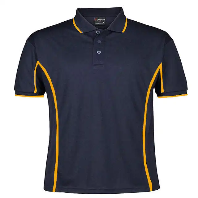 Mens personalizado preto com laranja tubulação 100% poliéster malha colarinho e punhos respirável confortável L S e S S Trabalho Polo Shirt